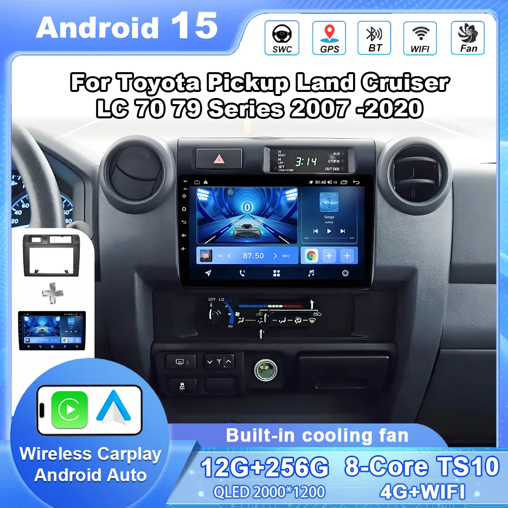 Android 15 For Toyota Pickup Land Cruiser LC 70 79 Series 2007-2020 Auto Radio Stereo Multimedia Video Player Navigation GPS 4G