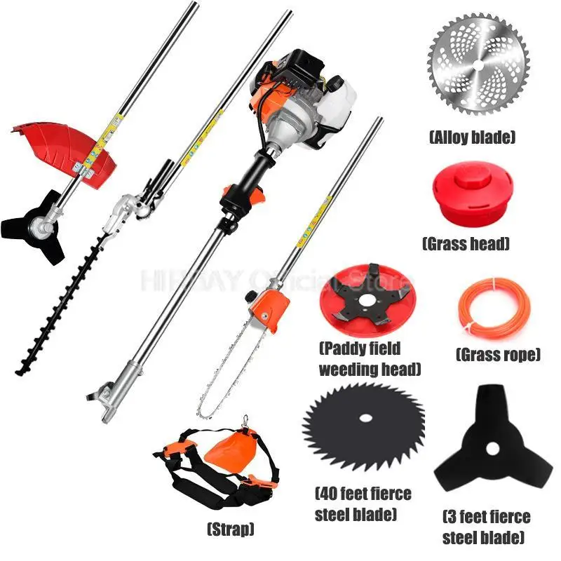 Gardening Tools Lawn Mower  Hedge Trimmer Petrol Brush Cutter High Branch Saw 3 in 1 With 52cc Petrol Engine Tree Cutter Tools