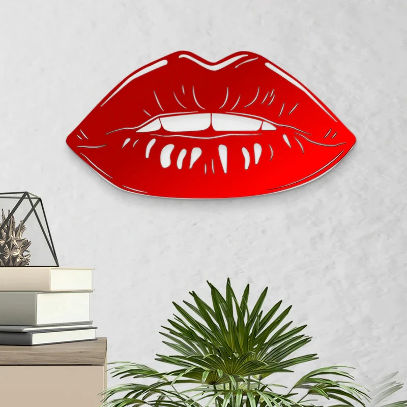 3D Acrylic Business Signs Mirrored Lips Wall Art Decor Kiss Lips Logo Girls Dorm Room Aesthetics Decor Beauty Studio Signage