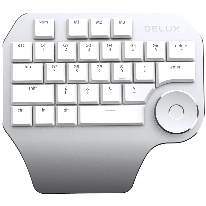 New Delux Designer Special One Hand Typing Smart Knob Customized Mechanical Keyboard For Computer Painting Cad Photoshop Office