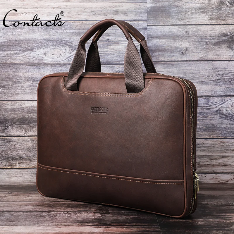 

Leather Men's Briefcase Business Men Handbag Casual Large Laptop Bag for 13.3'' Vintage Messenger Bags 15.6'' laptop Bolsas