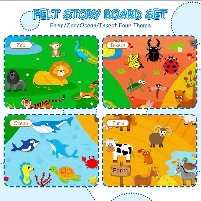 Jouets didactiques Montessori en feutre Big Story pour tout-petits, carte de la planète animale, activité éducative interactive, jouets d'apprentissage précoce