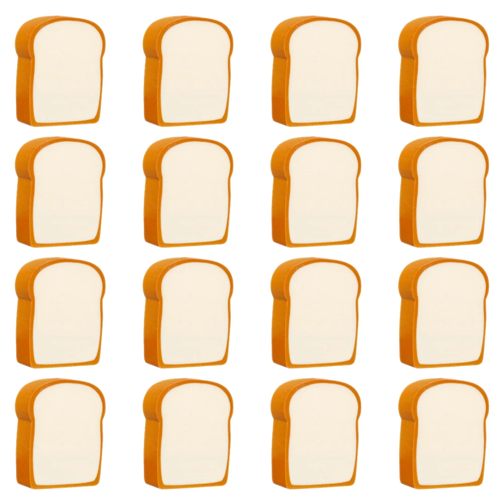 

16 Pcs Food Shaped Erasers Cartoon Bread Model TPR Material Safe Drawing Tool Party Favors School Supplies Office Use Long