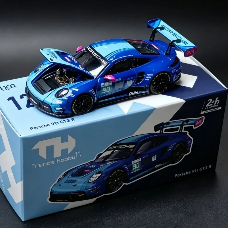New Hot In Stock Trends Hobby Th 1:64 Porsche 911 Gt3 R -2025 Lemans 24h Lmgt3 #90 Alloy Die Cast Car Model Collection Gift