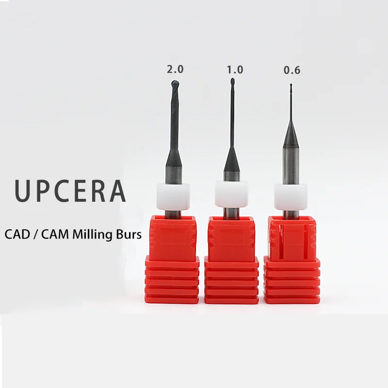 UPCERA Diamond CVD Coating Milling Burs Drilling Tool Dental Cutting Zirconia Block PMMA PEEK WAX Milling Bur for CAD/CAM