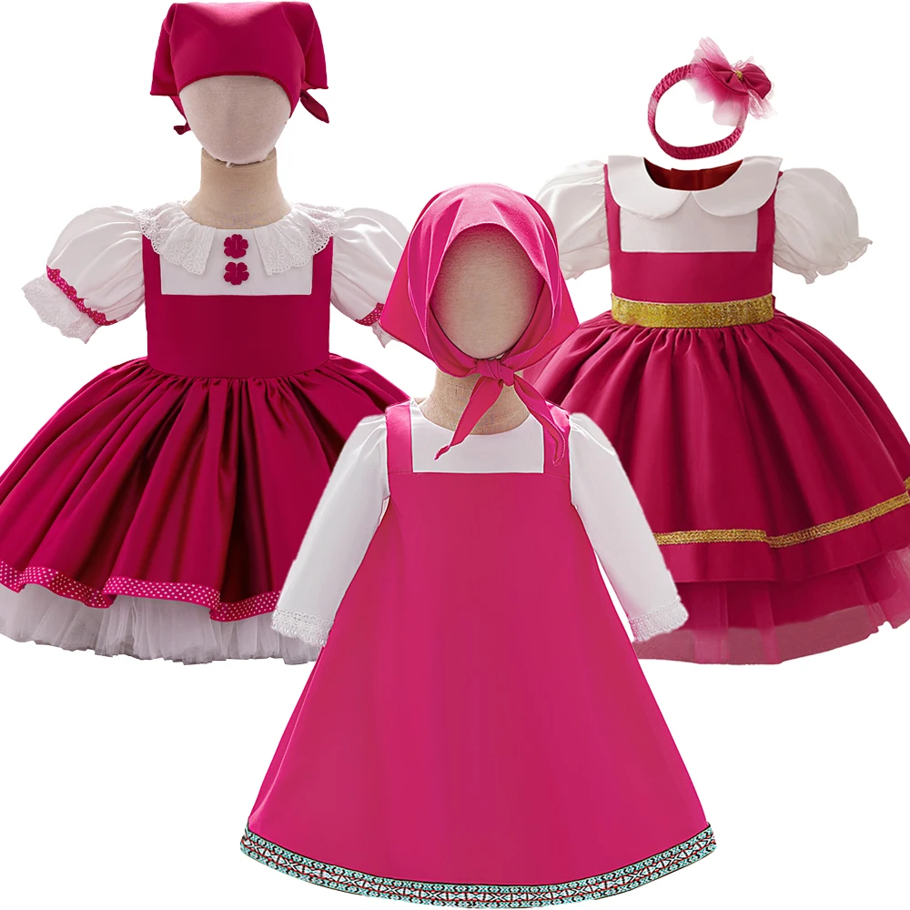 Ma Sha Bear Mädchen Partykleid 2-teilig Kleinkind Lolita 1. Geburtstag Hochzeit Prinzessin Ballkleid Karneval Halloween Kinderkleidung
