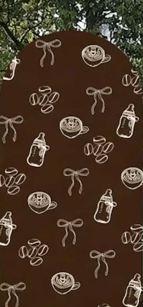 Custom 2-Side Coffee Theme Baby Shower Arch Backdrop Cover Stripe Bow Baby Bottle Gender Reveal Photography Background