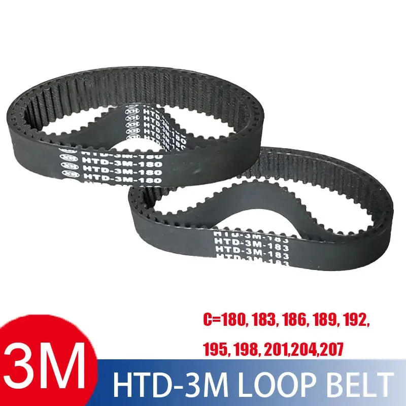 HTD 3M Timing Belt 180/183/186/189/192/195/198/201mm 6/9mm Width RubbeToothed Belt Closed Loop Synchronous Belts Pitch 3mm