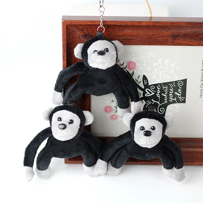 12cm Kawaii Black Long-Arm Monkey Shaped Plush Stuffed Keychain Toys For Children Animal Doll Gift Home Decoration Birthday Gift