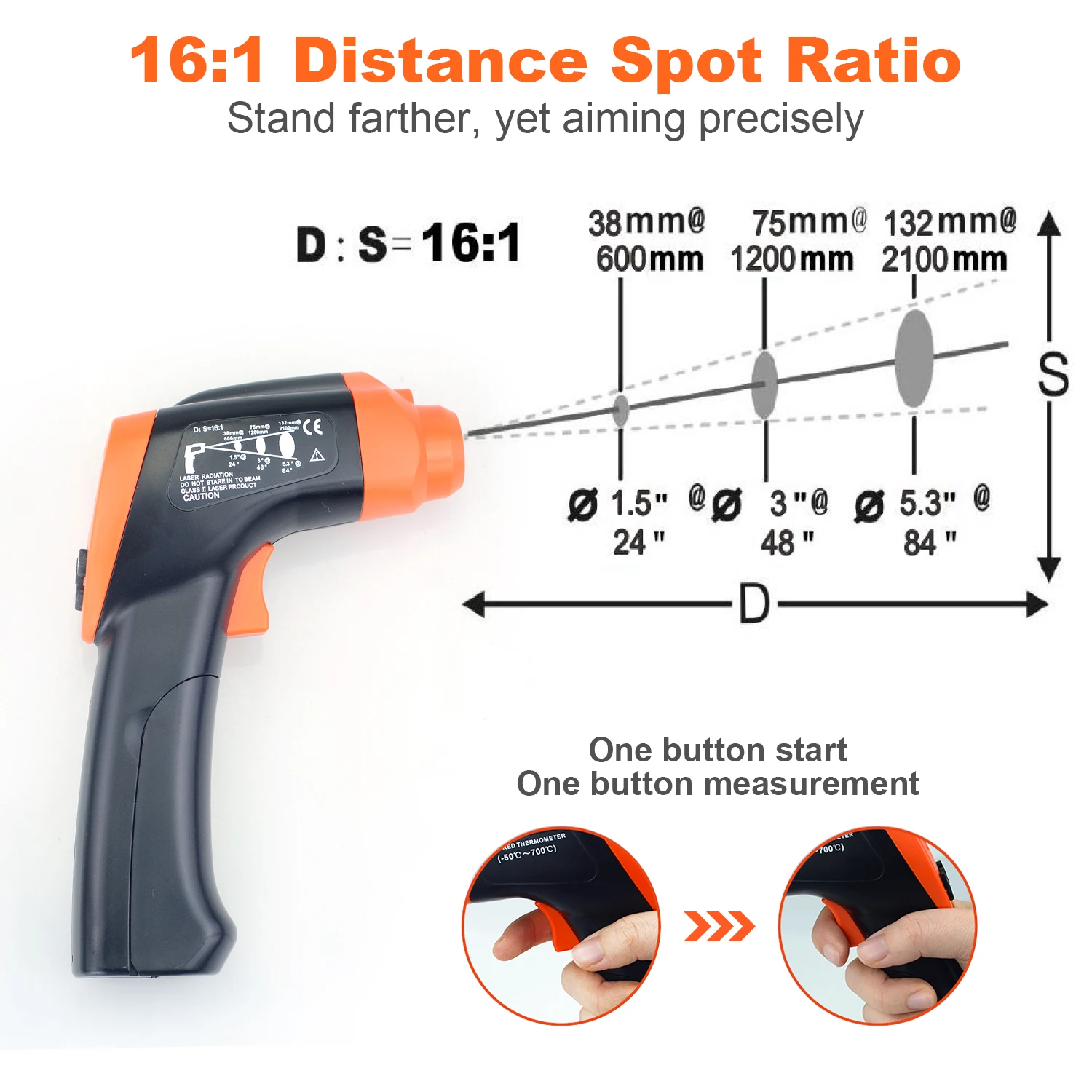 

Digital Infrared Thermometer -50~700°C Non-Contact Temperature Gun Laser Handheld IR Pyrometer for Industry Home Cooking