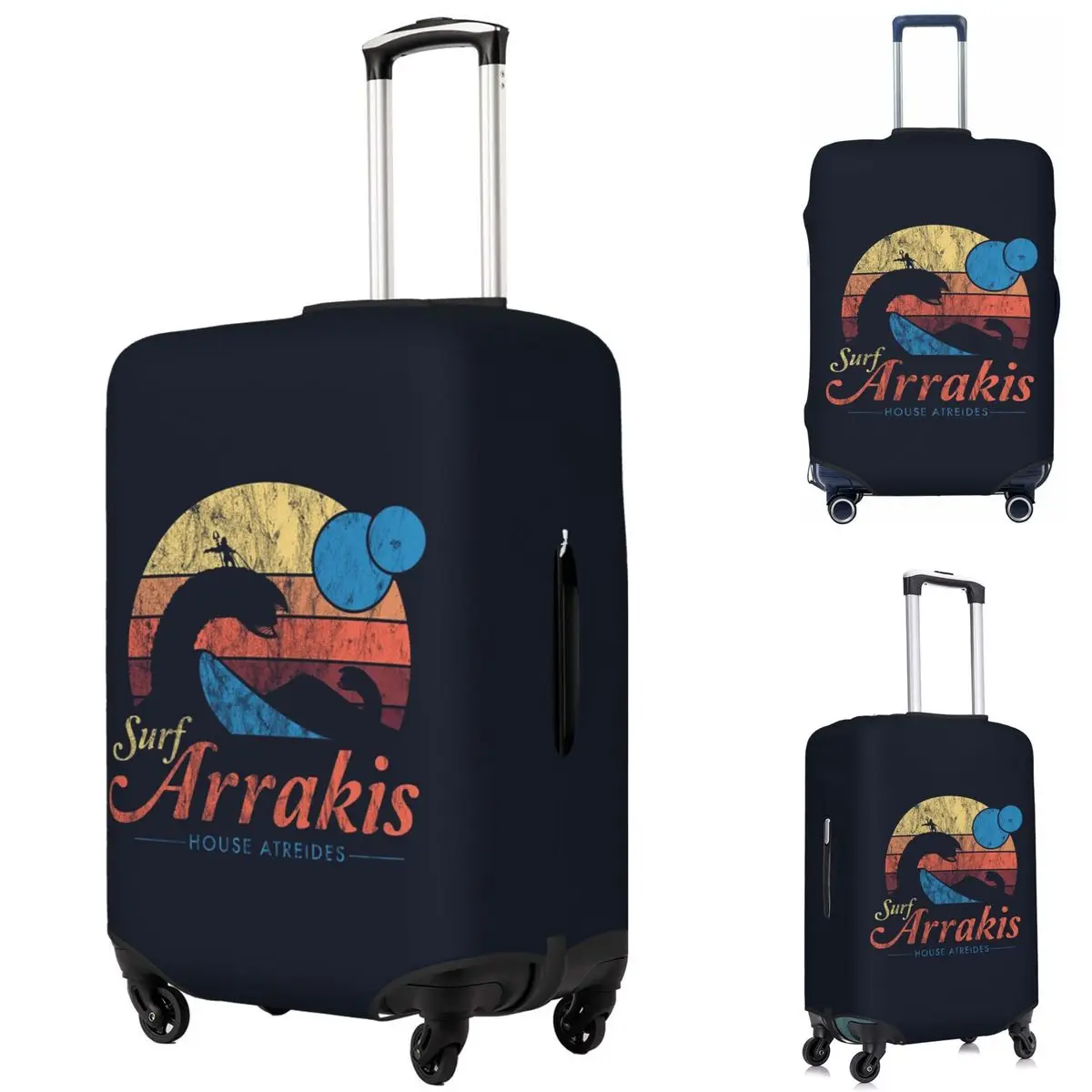 

Visit Arrakis Distressed Surf Dune Sci Fi Suitcase Cover Protection Elastic Travel Luggage Protector Covers for 18-32 Inch