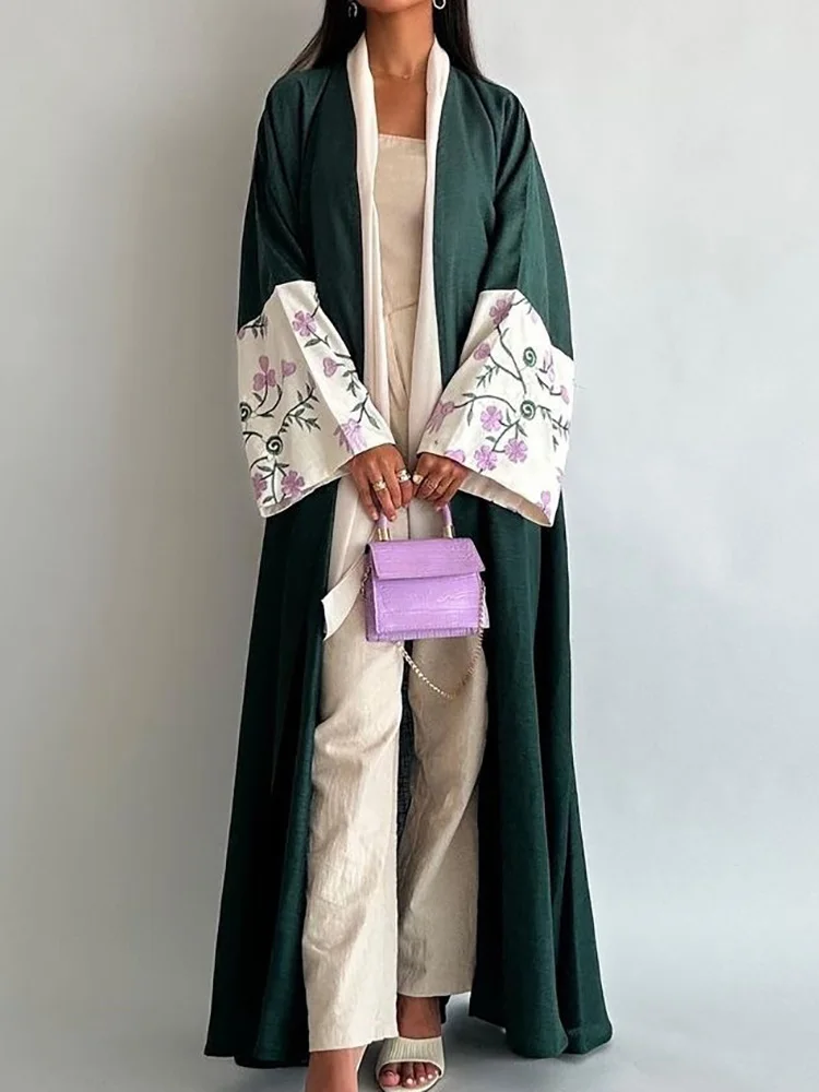 Nowa moda muzułmańskie kimono Abaya jednolity haft płaszcz Retro etniczny kardigan szata dubaj bliskowschód Arabia Saudyjska ubrania Eid