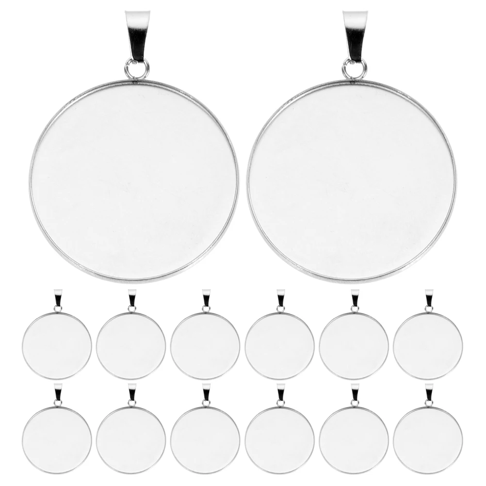 30 pezzi porta gemme in acciaio inossidabile, durevoli, rotondi, vuoti, vassoi pendenti per gioielli fai da te, creazione di cabochon trasparenti