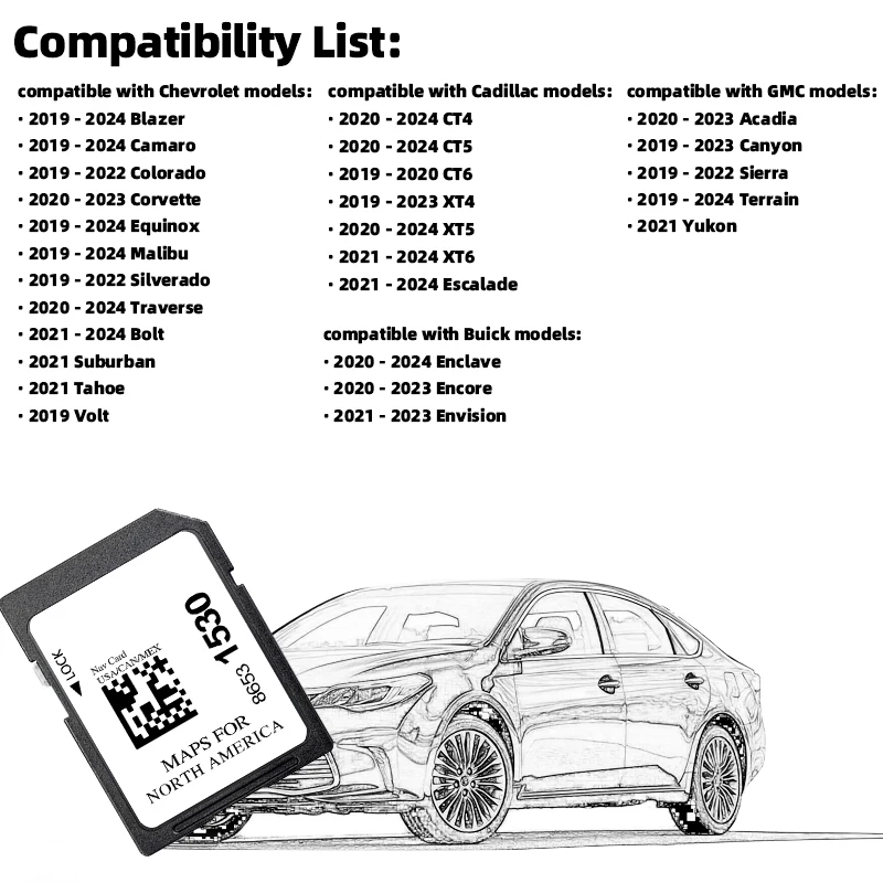 Update North America 2025-2026 map SD Card 32GB for Buick Enclave Encore Envision 2020-2024 Vehicle GPS 8653-1530