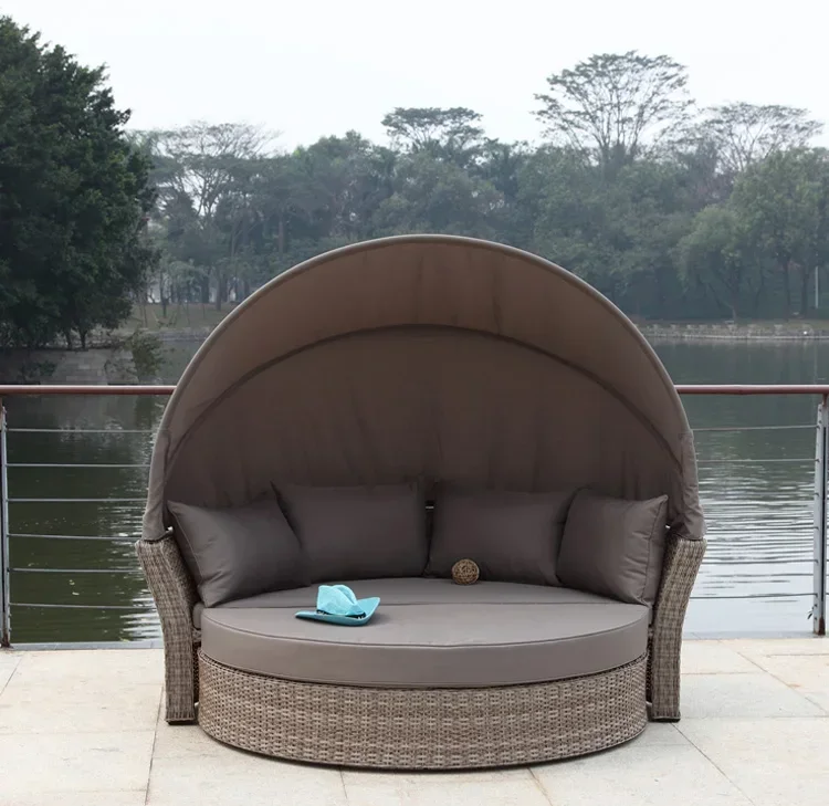 Outdoor Circular Sofa Round Bed Furniture Garden Sofas Round Beds Outdoor Rattan Comfortable