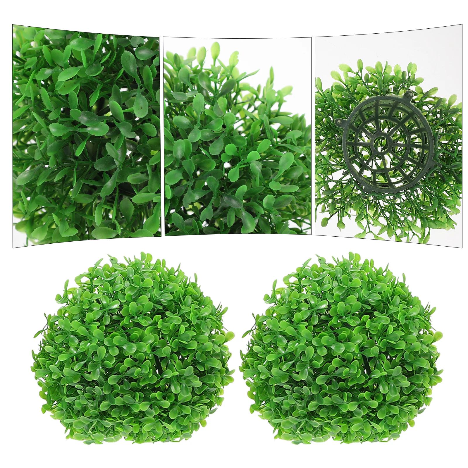 

2pcs Artificial Plant Topiary Green Leaves Decorative Grass Balls No Maintenance Indoor Outdoor Wedding Party Home Decor
