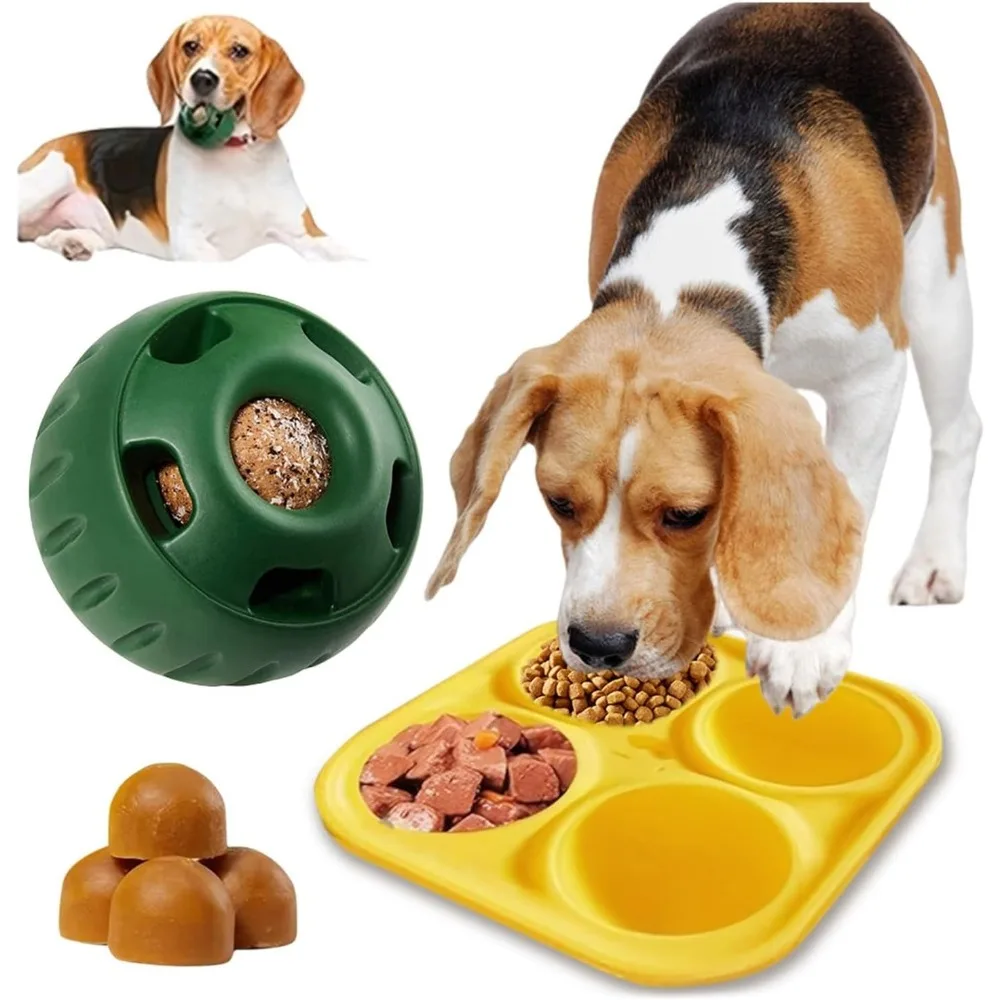 Brinquedo Interativo Duradouro para Cães Pupsicle & Treat Tray: Bola de Silicone para Petiscos, Mantenha Seu Cão Ocupado, Livre de BPA, Fácil de Limpar
