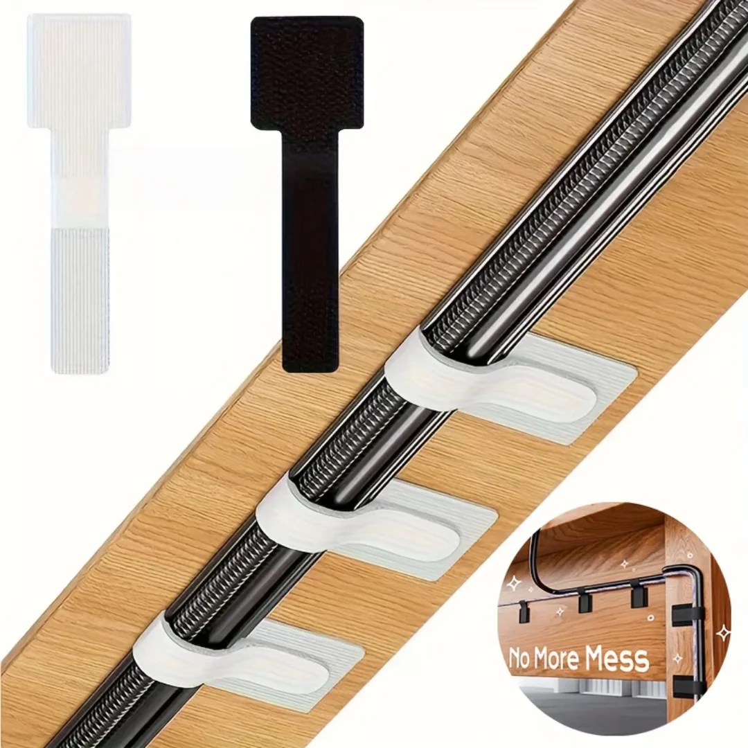 10pcs Self-Adhesive Cable Ties- Multi-Functional Desktop Office Cable Management Straps, Tape Organizer, Convenient Storage Ties