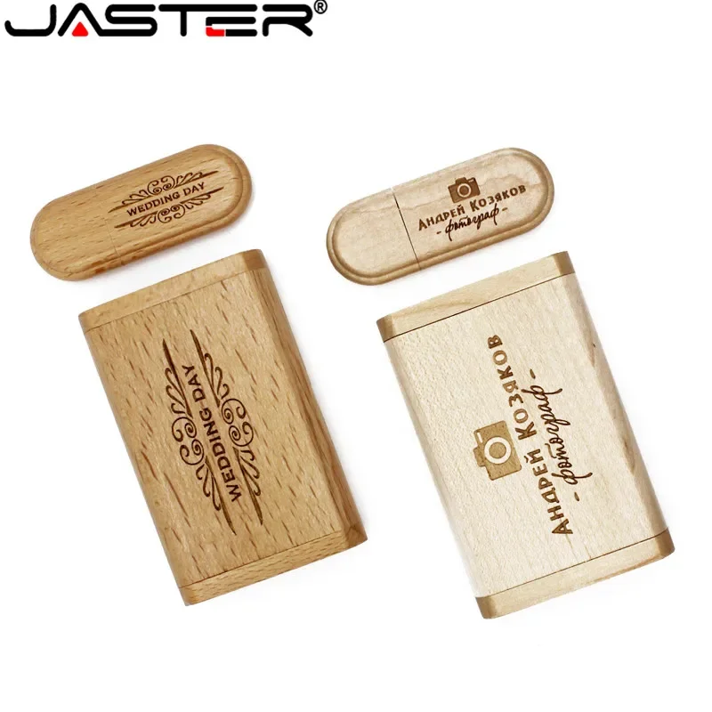 

JASTER USB-флеш-накопители Деревянная коробка Память Бук Бесплатный индивидуальный логотип Ручка-накопитель Кленовая коробка Свадебный подарок Pendrive 128 ГБ 64 ГБ 32 ГБ