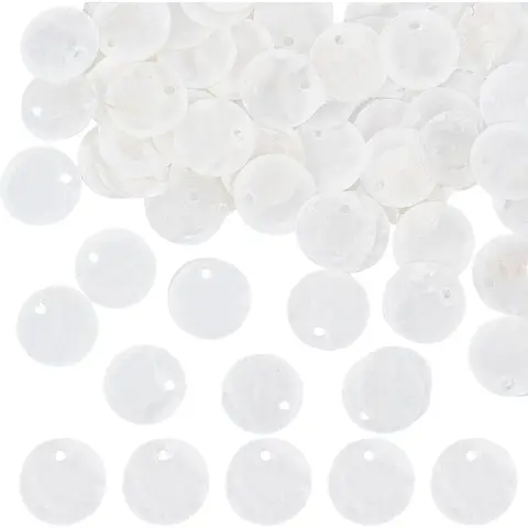 100Pcs Shell Charms Seashell Charm Capiz Shells 15mm Flat Round Natural Seashell Slices Beads Coin Sea Ocean Summer Disc kits
