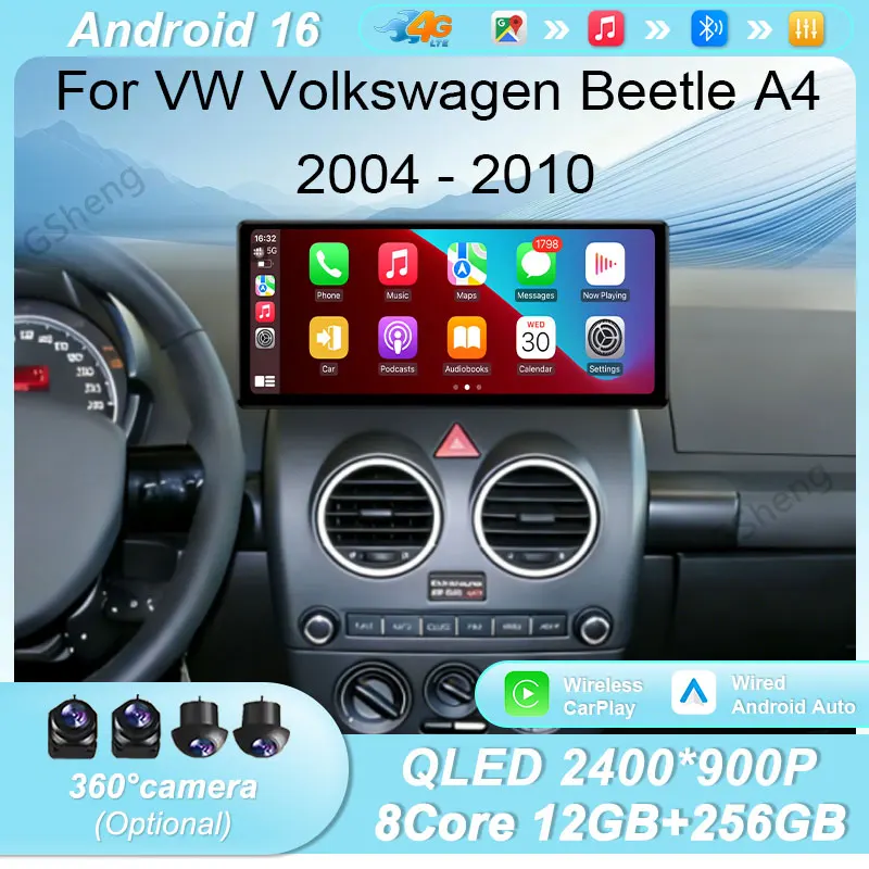 For VW Volkswagen Beetle A4 2004‑2010 Car Radio Multimedia Player 12.3