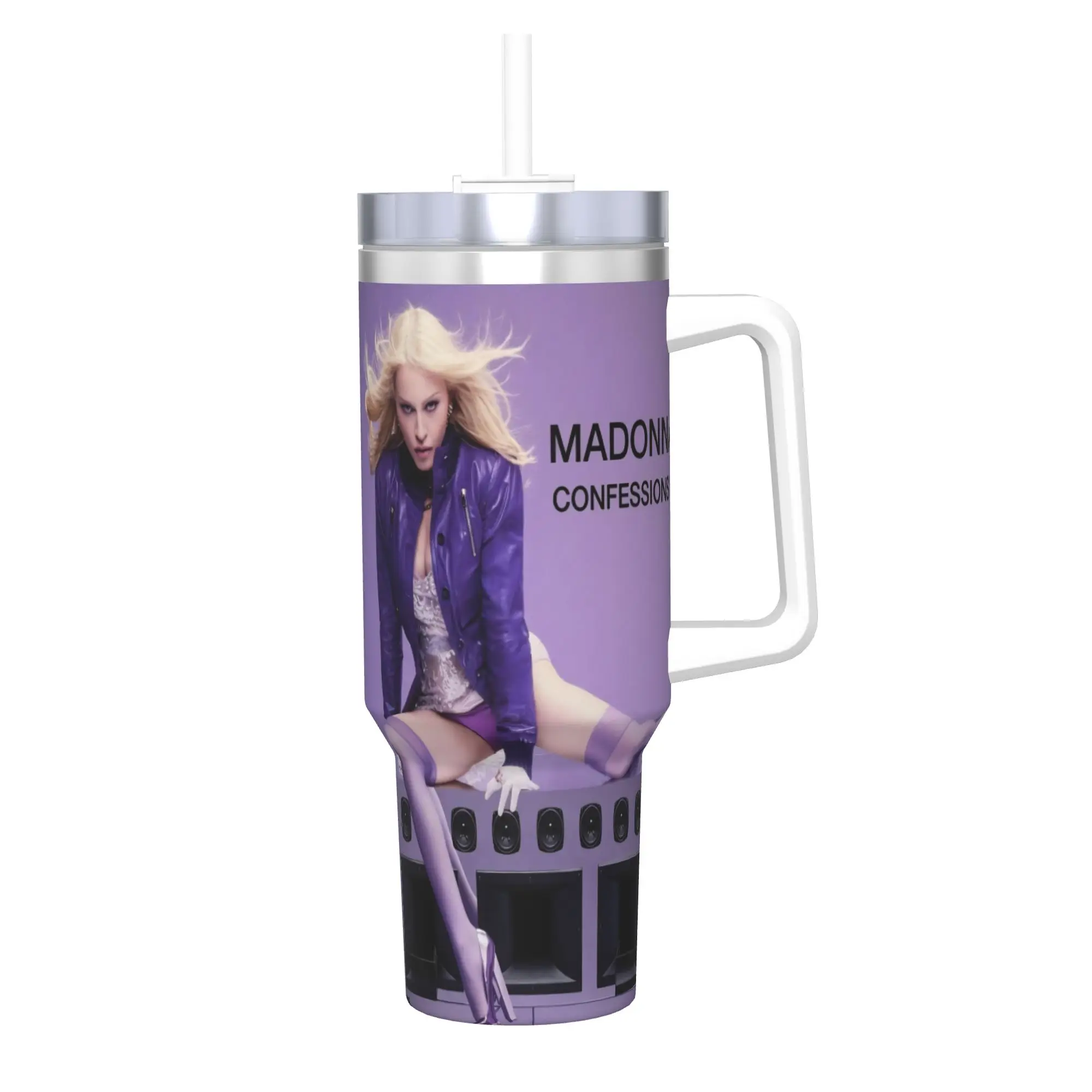 M-Madonnas Confessions II Tumbler With Straw  Stainless Steel Travel Mugs Double Wall Vacuum Insulated for Cold Or Hot 40oz