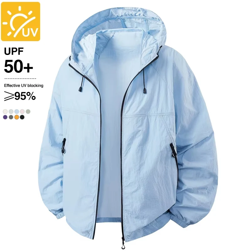 

Легкая летняя куртка с защитой от солнца UPF 50+ из нейлона, быстросохнущая, для пар, мужская и женская, из ледяного шелка, для активного отдыха, с защитой от УФ-излучения