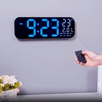 18-inch Large Size LED Timer Wall Clock with Temperature Display Desktop/wall Remote Control Alarm Clock for Bedroom/Living Room