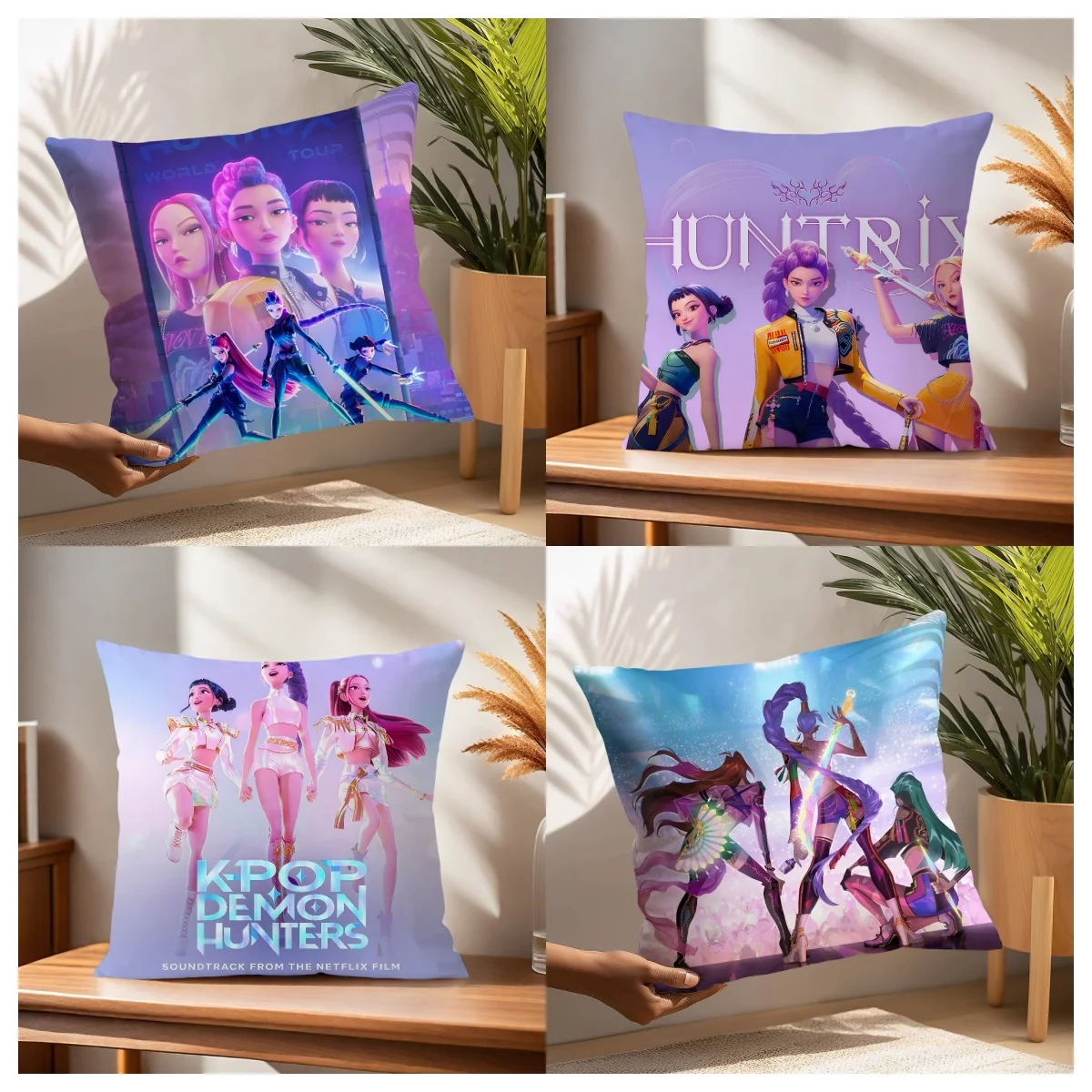

K-POP D-Demon H-Hunters Pillow Case Soft Fabric Pillowcase Double-Sided Print Cushion Cover Throw Pillowcase For Sofa Home Decor