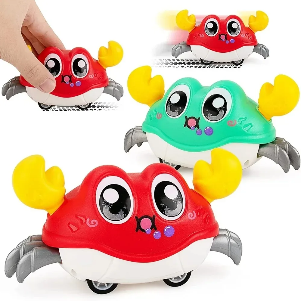 Durable doble fuerza caminar cangrejo para gatear juguete ABS dibujos animados corriendo cangrejo barriga tiempo juguete de entrenamiento actividades de aprendizaje temprano