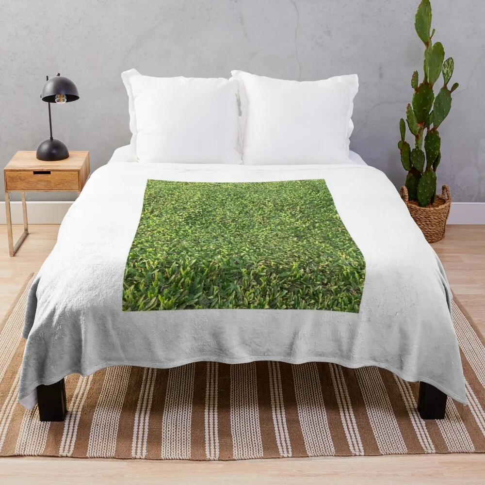 Green grass land Throw Blanket Furry Hair Polar Blankets