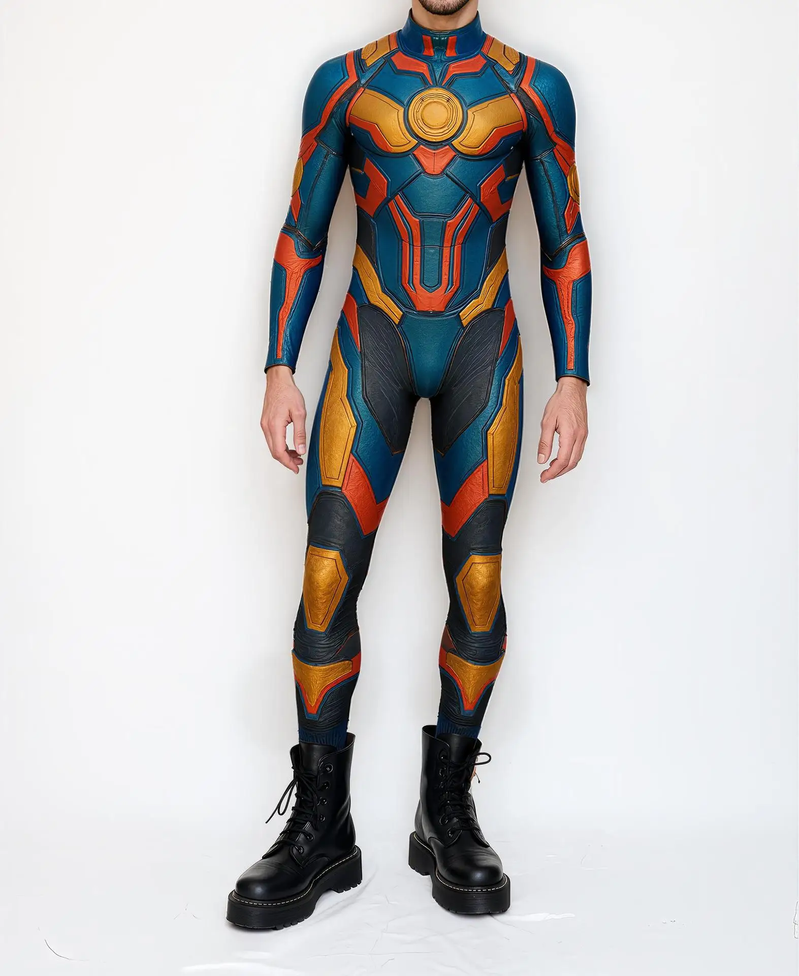 Bunter Kunstdruck Herren Feiertags-Party-Jumpsuit Erwachsenen Bühnen-Performance-Bodysuit Halloween Cosplay Karneval Radsport Zentai – Detail 16