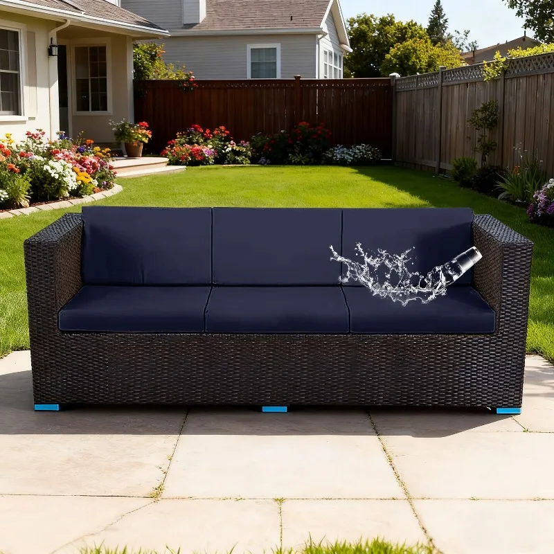 Waterproof Coated Outdoor Sofa Cover Seat Cushion Slipcover Solid Color Non-Slip Dustproof Protector for Patio Sofa Chairs