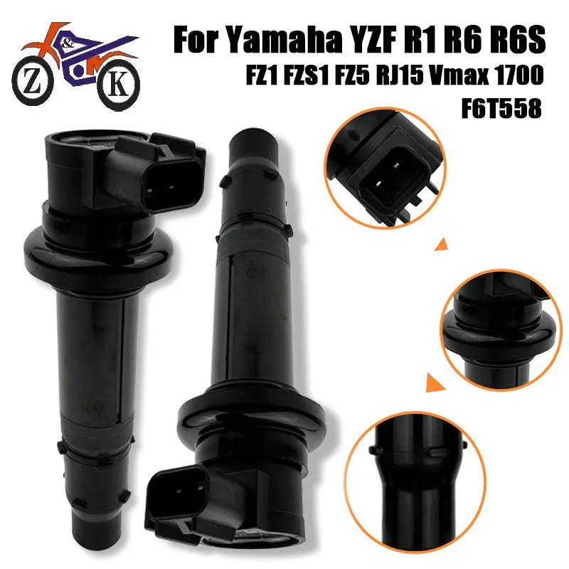 F6T558 Motorcycle Ignition Coil For Yamaha Vmax 1700 FZ1 FZS1 YZF-R1 YZF-R6 YZF-R6S MT-07 1WS RJ15 Bj FZ8 5VY-82310-00-00