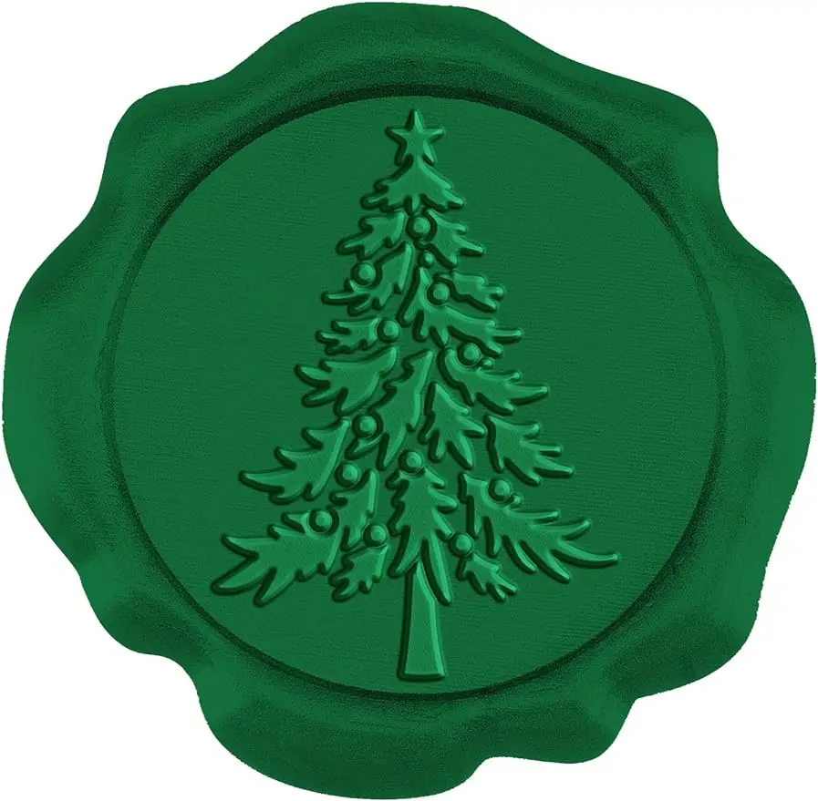 

50pcs Christmas Wax Seal Stickers Christmas Pine Tree Self Adhesive Wax Seal Stamp Stickers Dark Green Envelope Wax Stickers