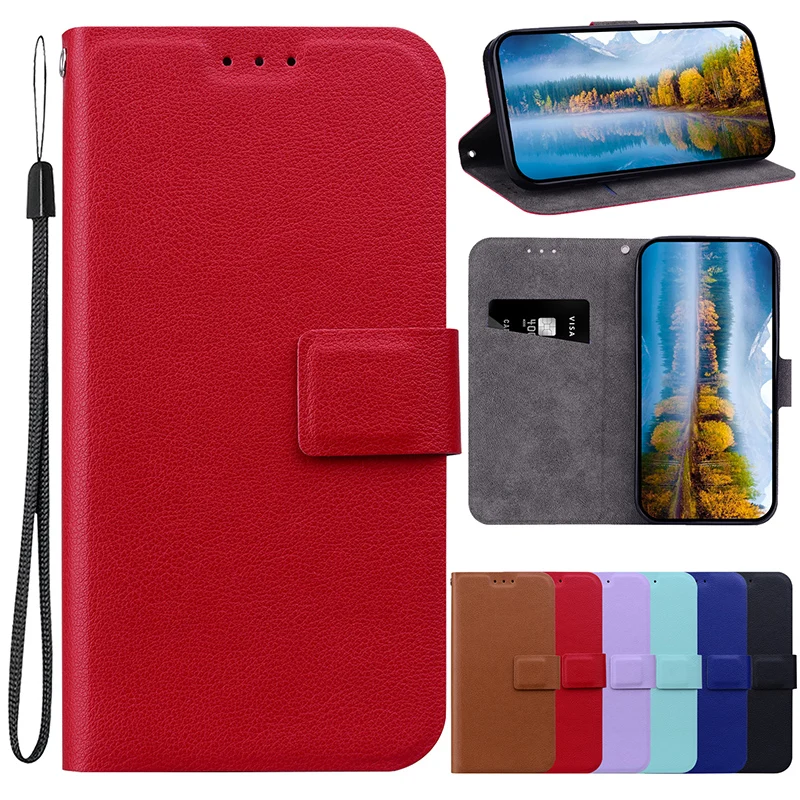 Leather Wallet Flip Cover Strap For iPhone 15 14 13 12 11 16 Pro Max 14 15 16 Plus Cover Anti theft Cat Magnetic Phone Case