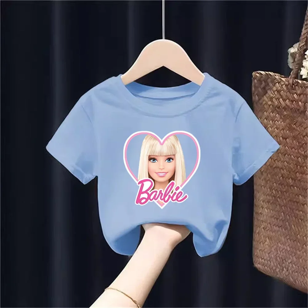 Morphing Image Blonde Barbie Pink, Blue, Green, Purple D38 Fashion Trend Top Design Boys Girls T-shirt Kids Short Sleeve