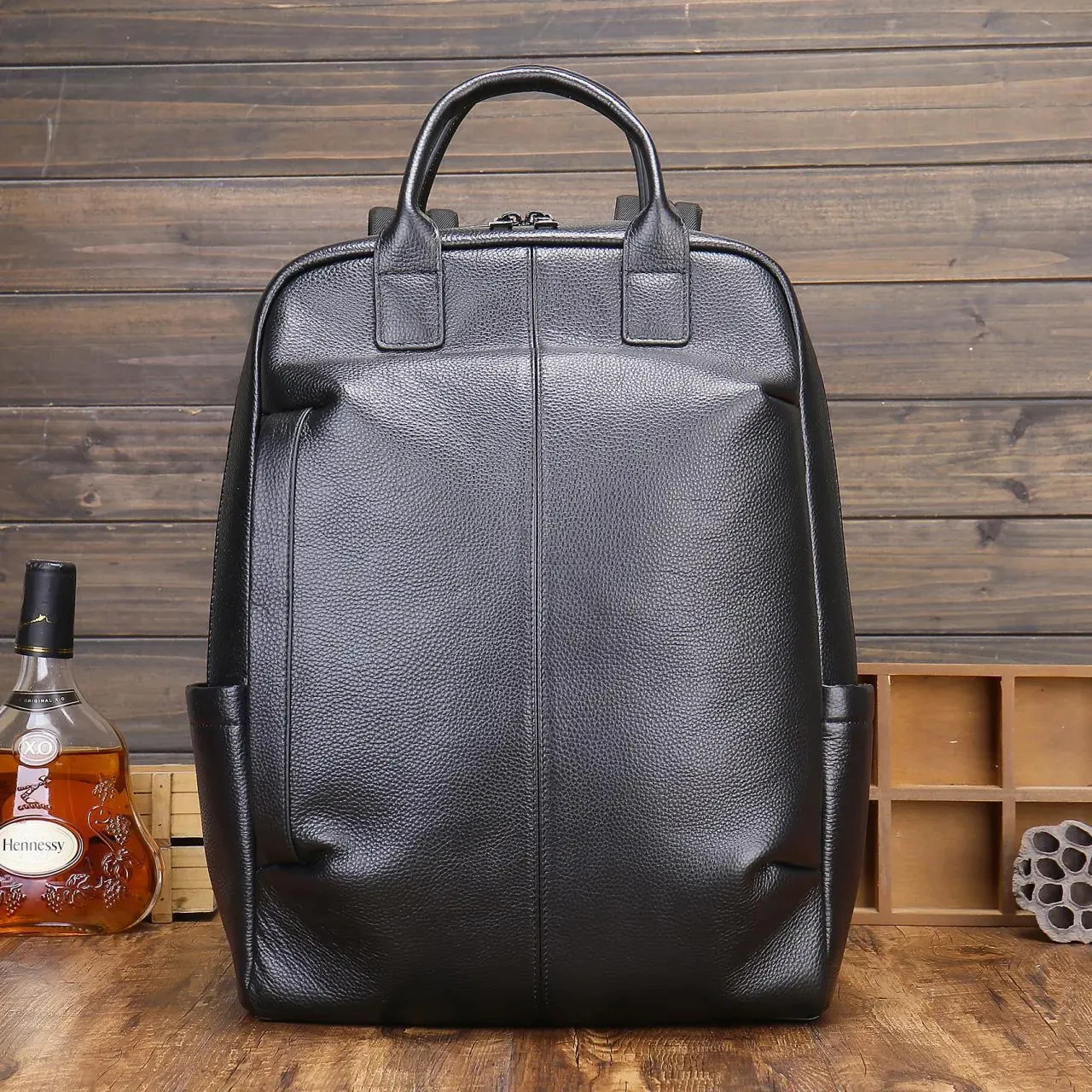 2024 New Brand Fashion Genuine Leather Men Woven Backpacks Real Natural Leather Student Backpack Boy Luxury Computer Laptop Bag