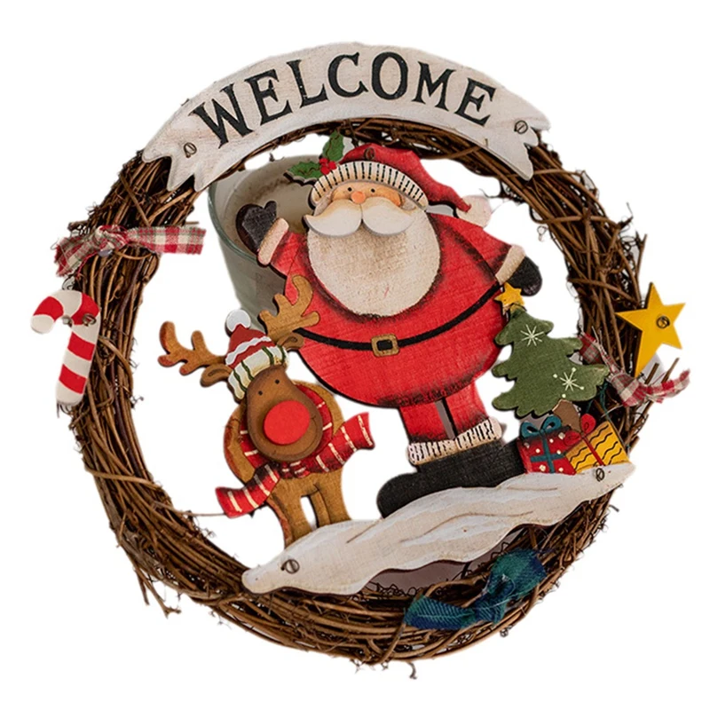 Christmas Decoration Props Wreath Holiday Decorations Welcome Doorplate Door Hanging Wall Hanging