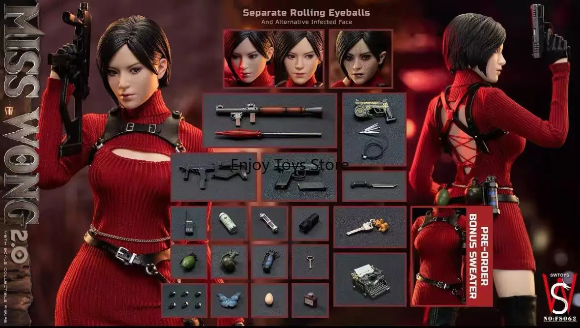

В наличии | Аутентичные SWTOYS FS062 Resident Evil Ada Wong 2.0 (двойные скульптуры головы, подвижные глаза) Женская фигурка 1/6