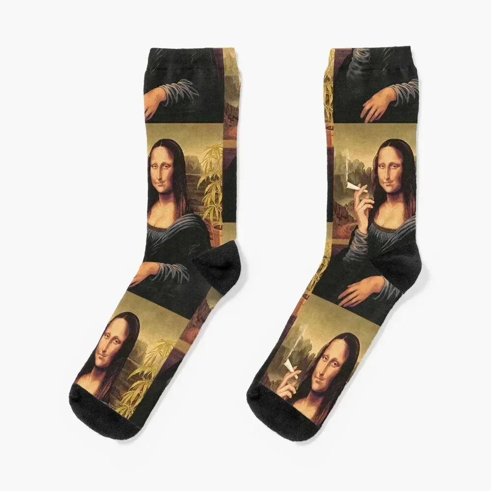 Mona Lisa Smoking a Joint Socks Crossfit anti-slip summer set Male Socks Women's