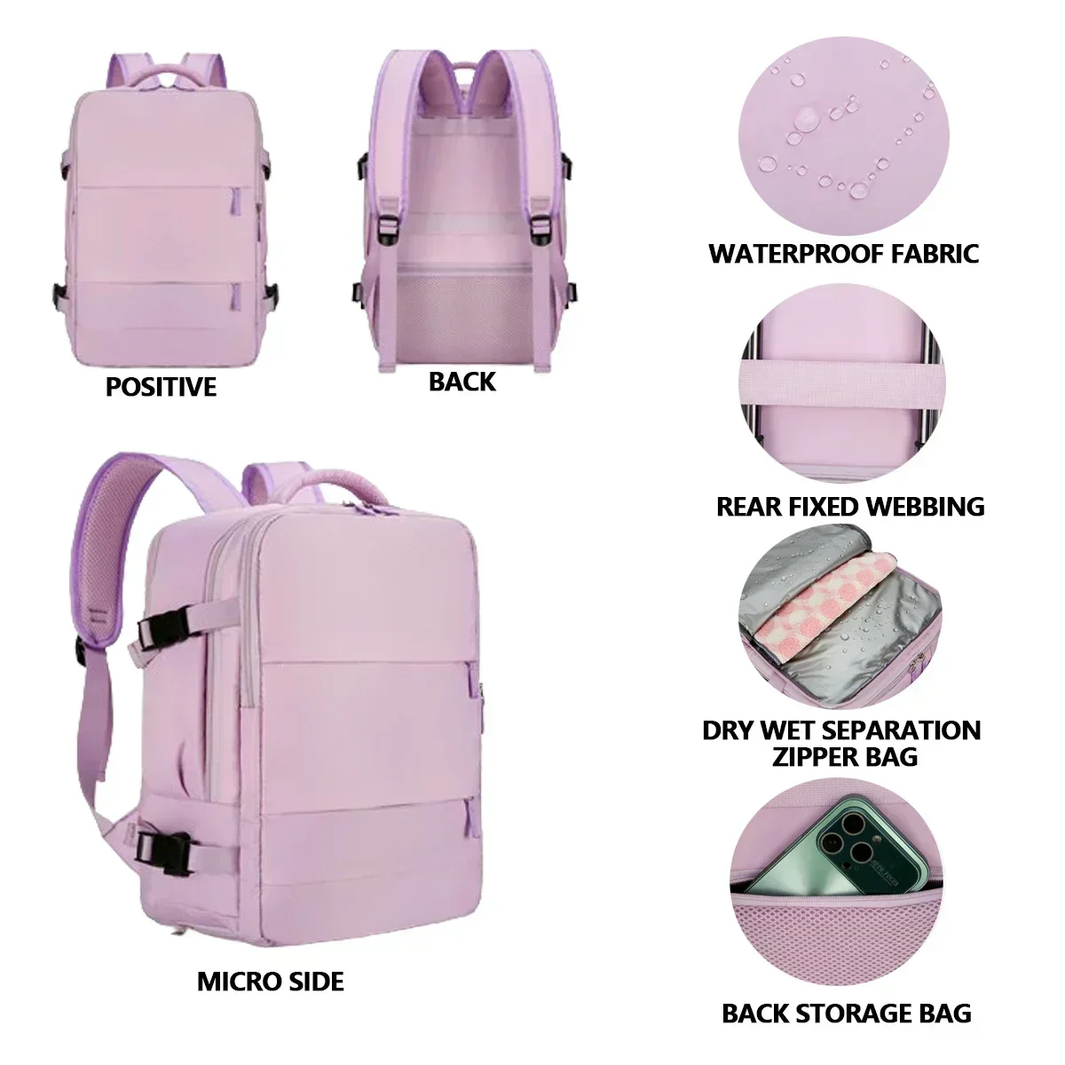 Multi functional travel bag, large capacity backpack, Male and female campus middle school high bag backpack women