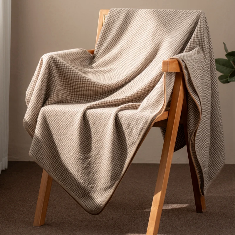 MERRILAMB Women's 100% Pure Cashmere Pashmina Oversize Houndstooth Scarf Warm Winter Outdoor Wrap Female Cashmere Shawl 180*140