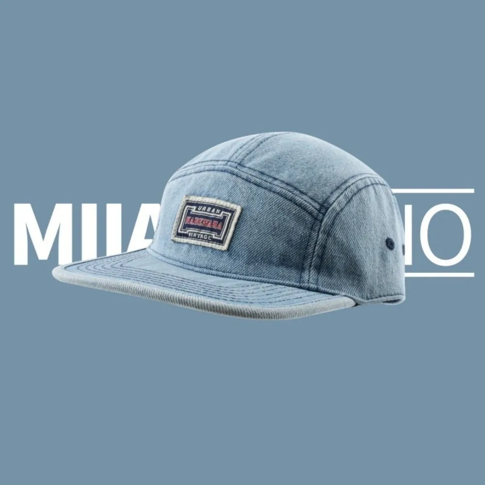 

Повседневная универсальная джинсовая кепка в винтажном стиле с плоскими полями, регулируемая бейсболка унисекс