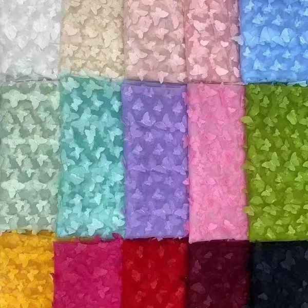 

New 3D Laser Butterfly Embroidery Decal Lace Fabric DIY Handmade Wedding Dress, Children's Clothing, Home Soft Decoration