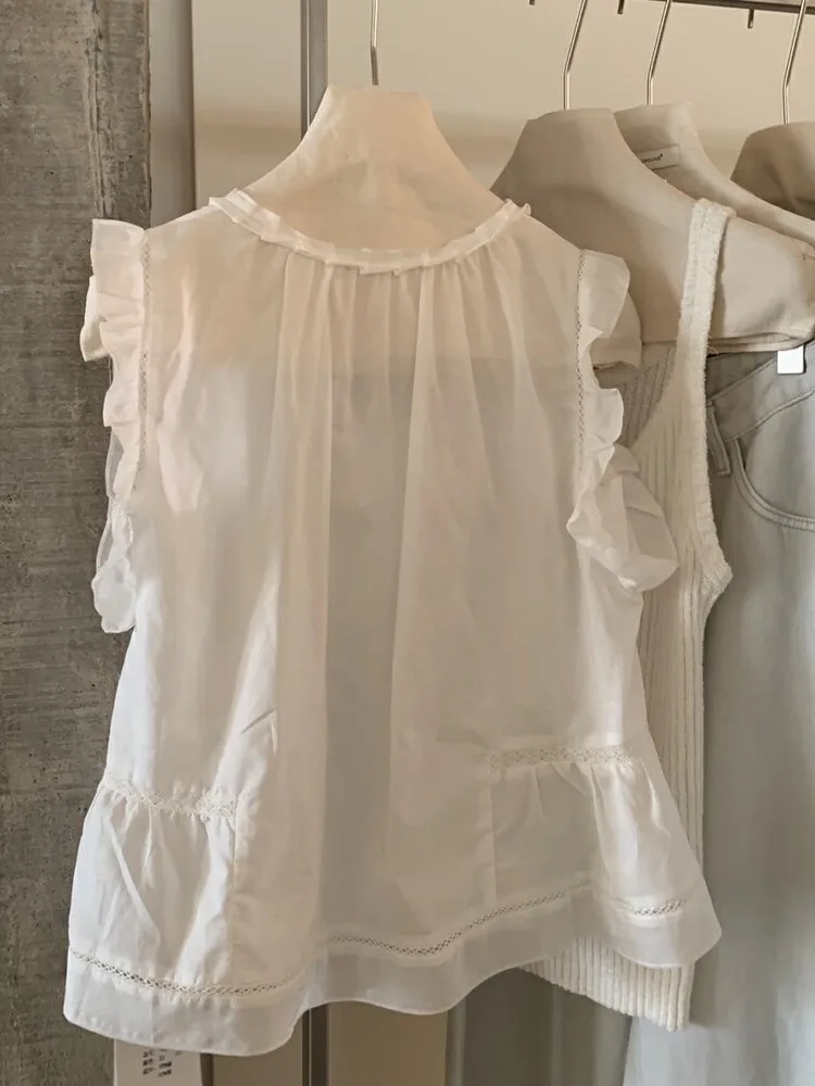 

Dongda Gate Exquisite Embroidered Lace Trim irt Summer Thin Faionable Loose Top Heavy Work Flng Sve Ladies Sweater