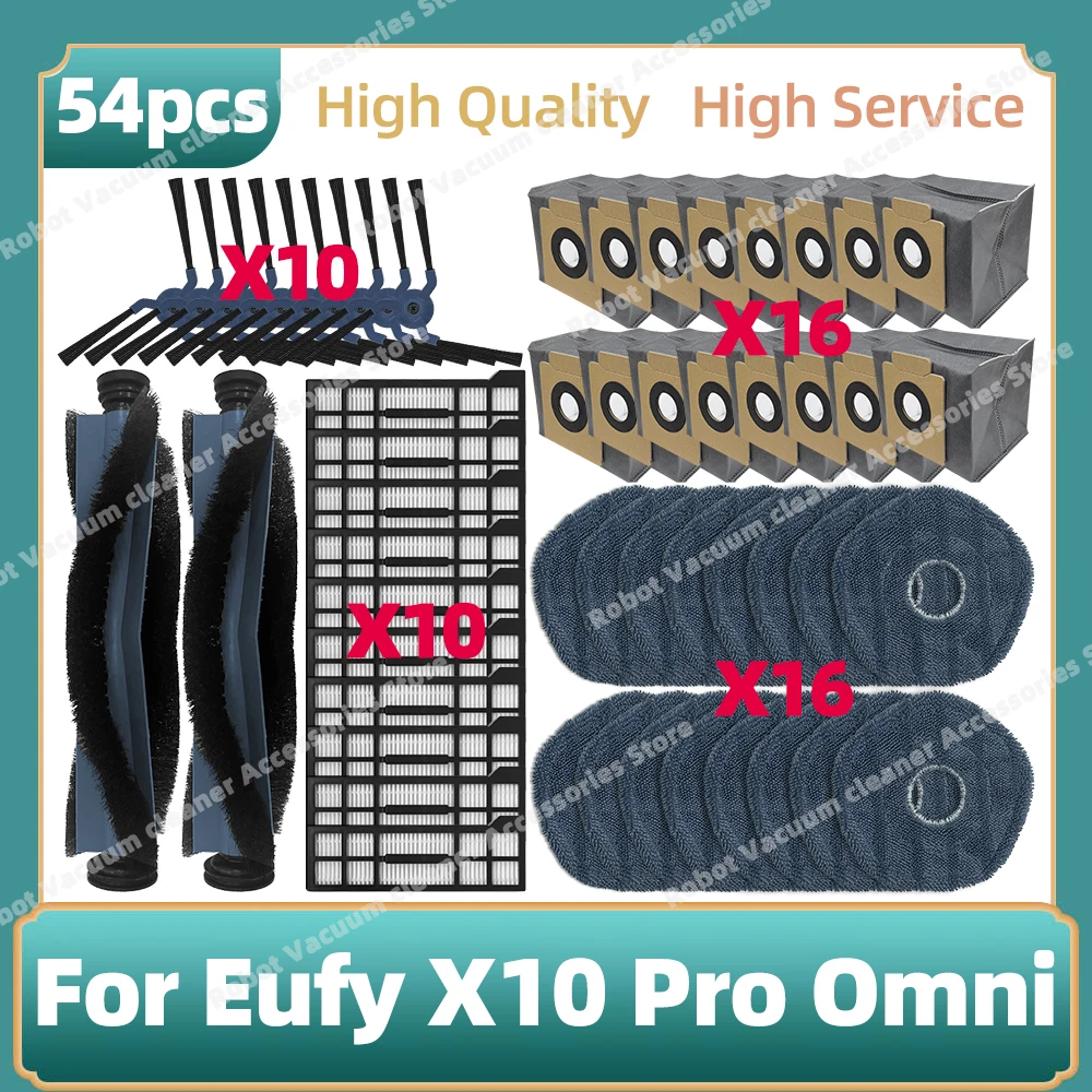 

Compatible For Eufy X10 Pro Omni Parts Main Side Brush Mop Cloth Hepa Filter Dust Bag Replacement Accessories