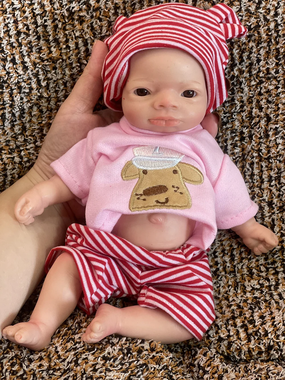 

Attyi 11inch Open Eyes Awake Baby Full Body Soft Solid Silicone Reborn Dolls Handmade Painted Lifelike Newborn Baby Girl Dolls