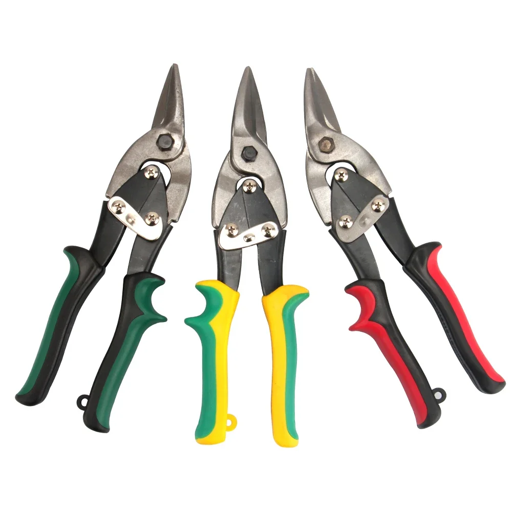 8 Inch Scissors Stainless Steel Tin Sheet Metal Snip Aviation Scissor Cut Shear Three Types to Choose and Multiple Colors