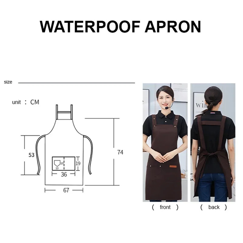 Designer Apron Kitchen Waterproof  Aprons Men Women Nail Pinafore Barista Manicurist Bibs Restaurant Waiter Work Mandiles Custom